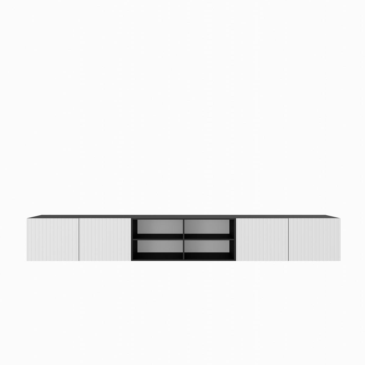TV-SCHRANK Mio IV 300 cm, viertürig, schwarz, weiß - Schwarz/Weiß, Kunststoff (300/41/40cm) - Margaret Hadas24