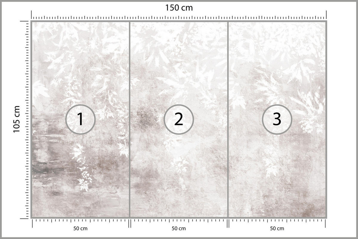 FOTOTAPETE Pflanzen Beton Abstraktion 150x105 - Beige/Braun, Papier (150/105cm) - Muralo