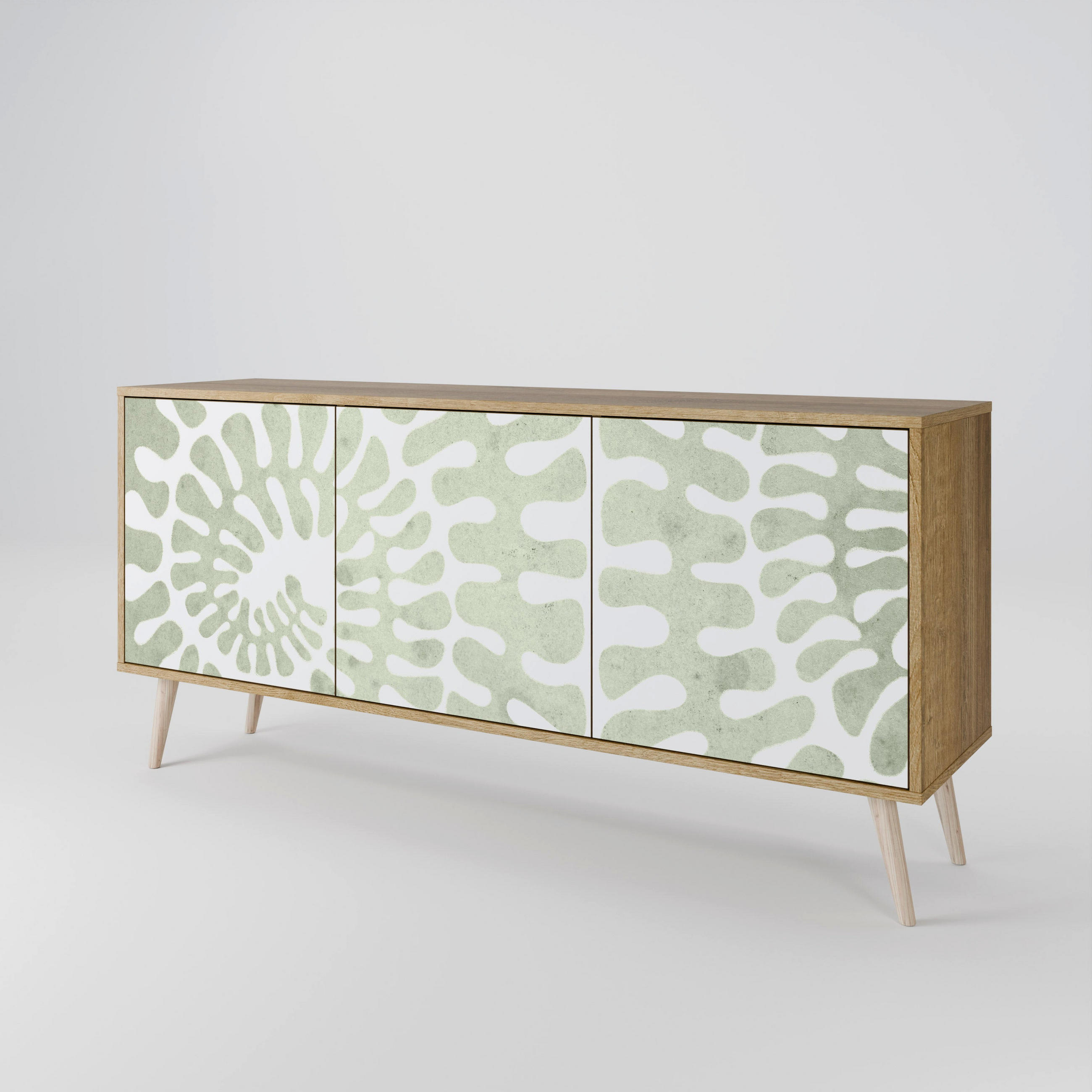 SIDEBOARD HELIX DANCE, Eicheneffekt, 164,5x42x77,5 cm, 3 Türen - Eichefarben/Buchefarben, Holzwerkstoff/Buchenholz (164.5/77.5/42cm) - SpaceRebels