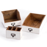 ORGANIZER-SET Office 3-teilig Mahagoni Holz, mit beschreibbarer Tafel 06 weiß-landhaus - Weiß, Holz (24/16/21cm) - DESIGN DELIGHTS
