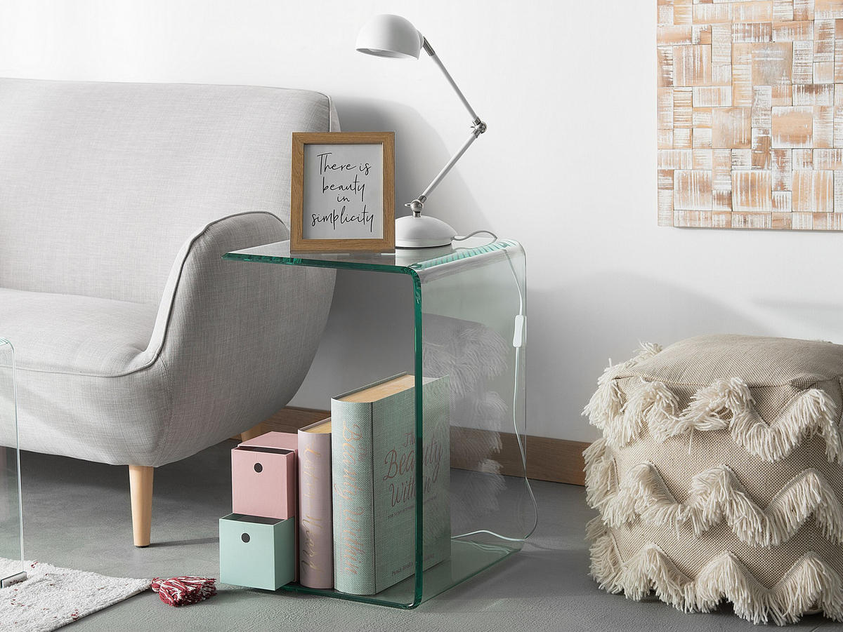 BEISTELLTISCH Glas transparent 40/40/61 cm Lourdes - Transparent, Glas (40/40/61cm) - Beliani