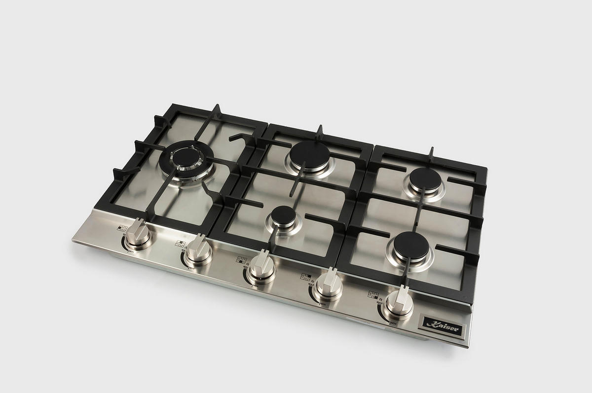 BACKOFEN-SET Einbau-Backofen 60 cm EH 6339+KG 9357 Gas-Kochfeld 90 cm - Silberfarben, Metall (59.4/59.4/57.5cm) - Kaiser Küchengeräte