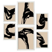 POSTER Set Mit 6 Kraftvoll In Abstrakter Form Ästhetische Dekorative Gemälde Für Ihr Wohnzimmer, Schlafzimmer Oder Zuhause A3 & A4 Weißer Rahmen - Weiß, Papier (29/3cm) - Nacnic