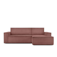 ECKSCHLAFSOFA-RECHTS NAPI in Pet Friendly Cord-Stoff, rosa - Pink/Schwarz, Textil (262/148cm) - KONSIMO®