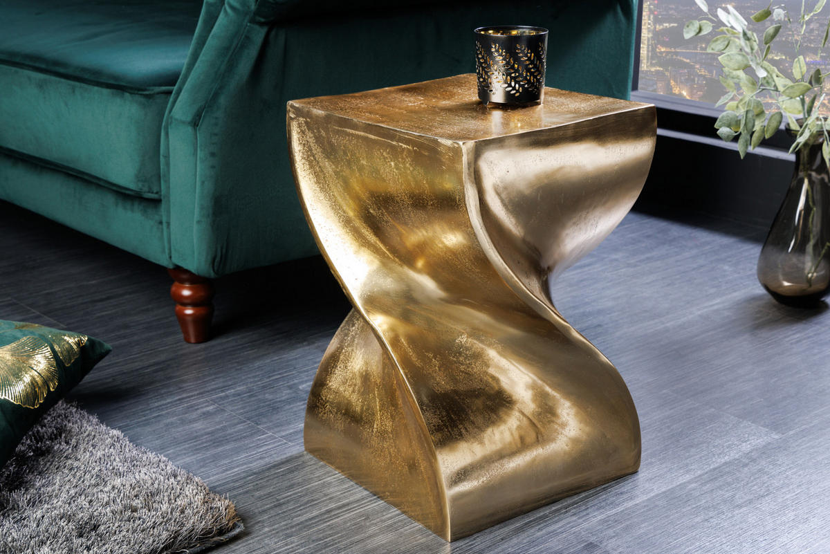 BEISTELLTISCH TWIST Metall Gold 45 cm - Goldfarben, Metall (30/30/45cm) - riess-ambiente