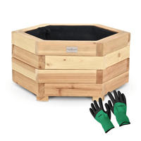 PFLANZKASTEN Holz 6-eckig MICHA Inkl. Vlies 46cm Breit - Braun, Holz (46/22/46cm) - DELUKE