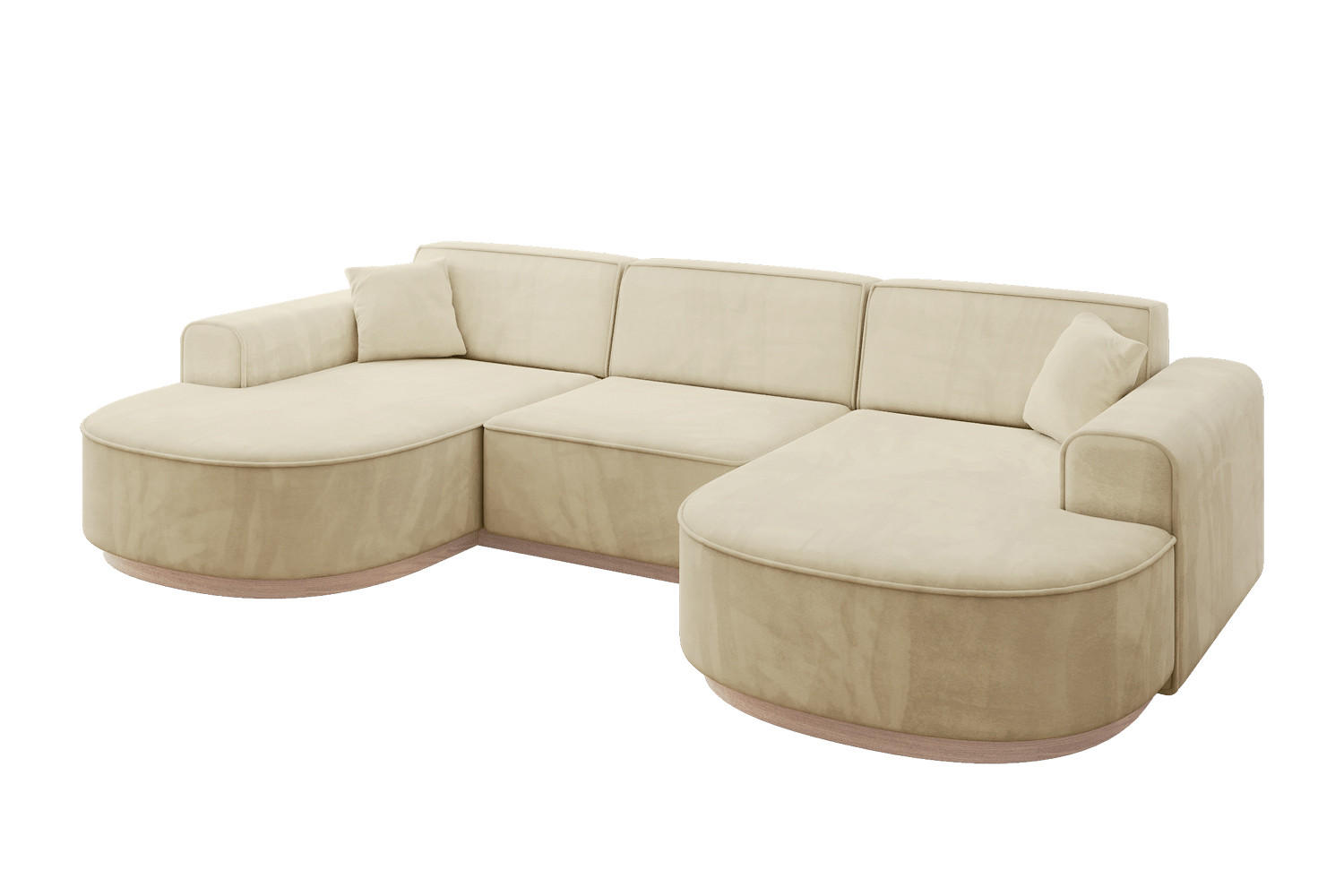 WOHNLANDSCHAFT MARI-U1-v1 - 303x171x83 cm Beige Velours - Beige, Holzwerkstoff/Textil (303/83/171cm) - ALTDECOR
