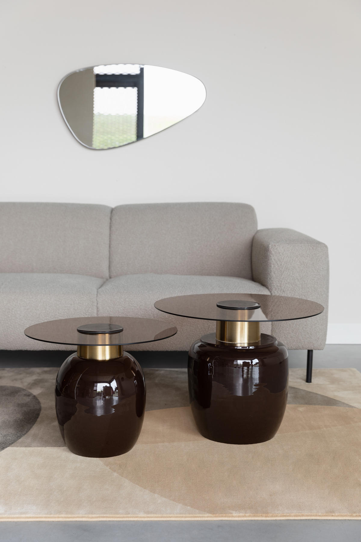 BEISTELLTISCH Mohra - Beige - 50/50/40 cm - Beige, Glas (50/50/40cm)