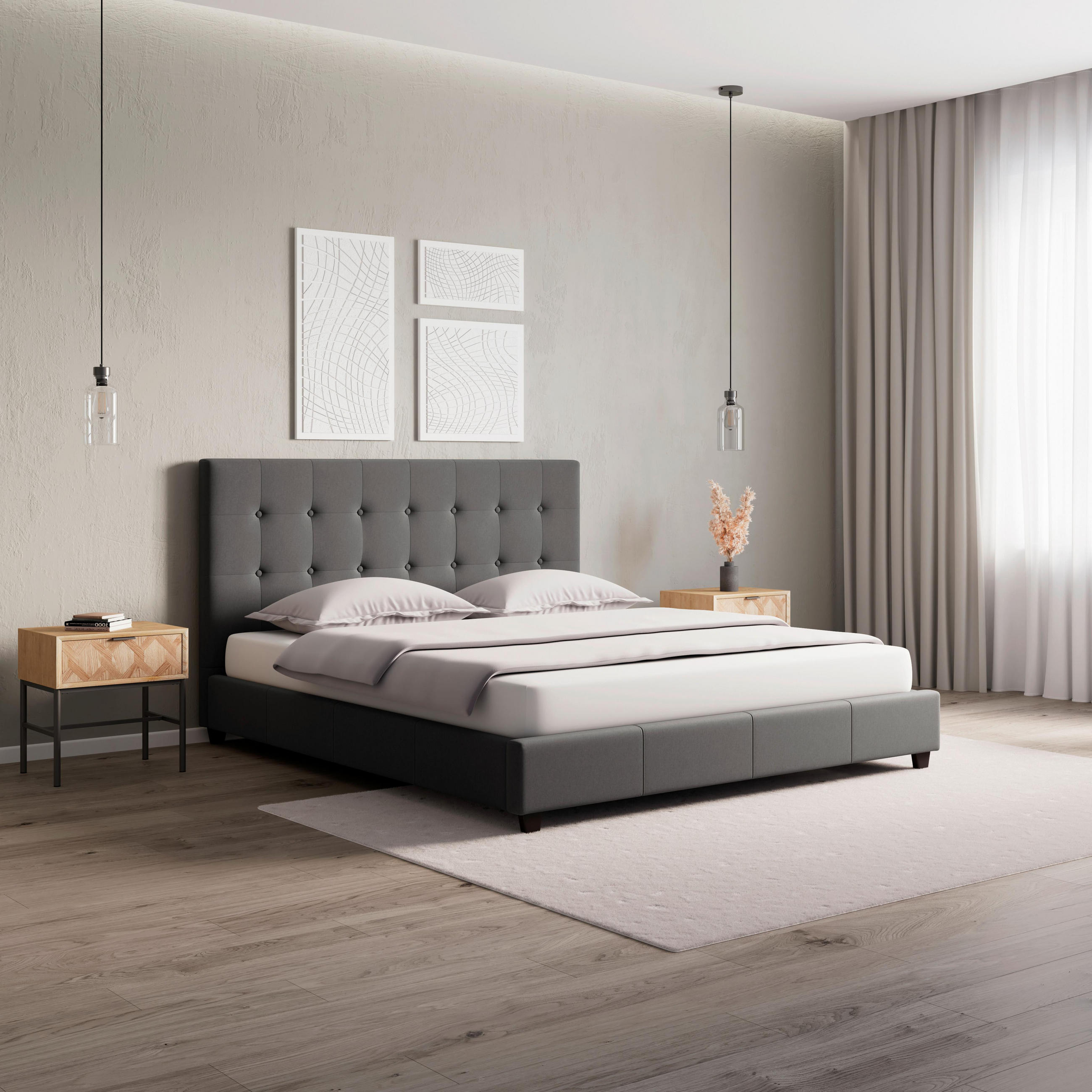 Bessagi Home Polsterbett Grau