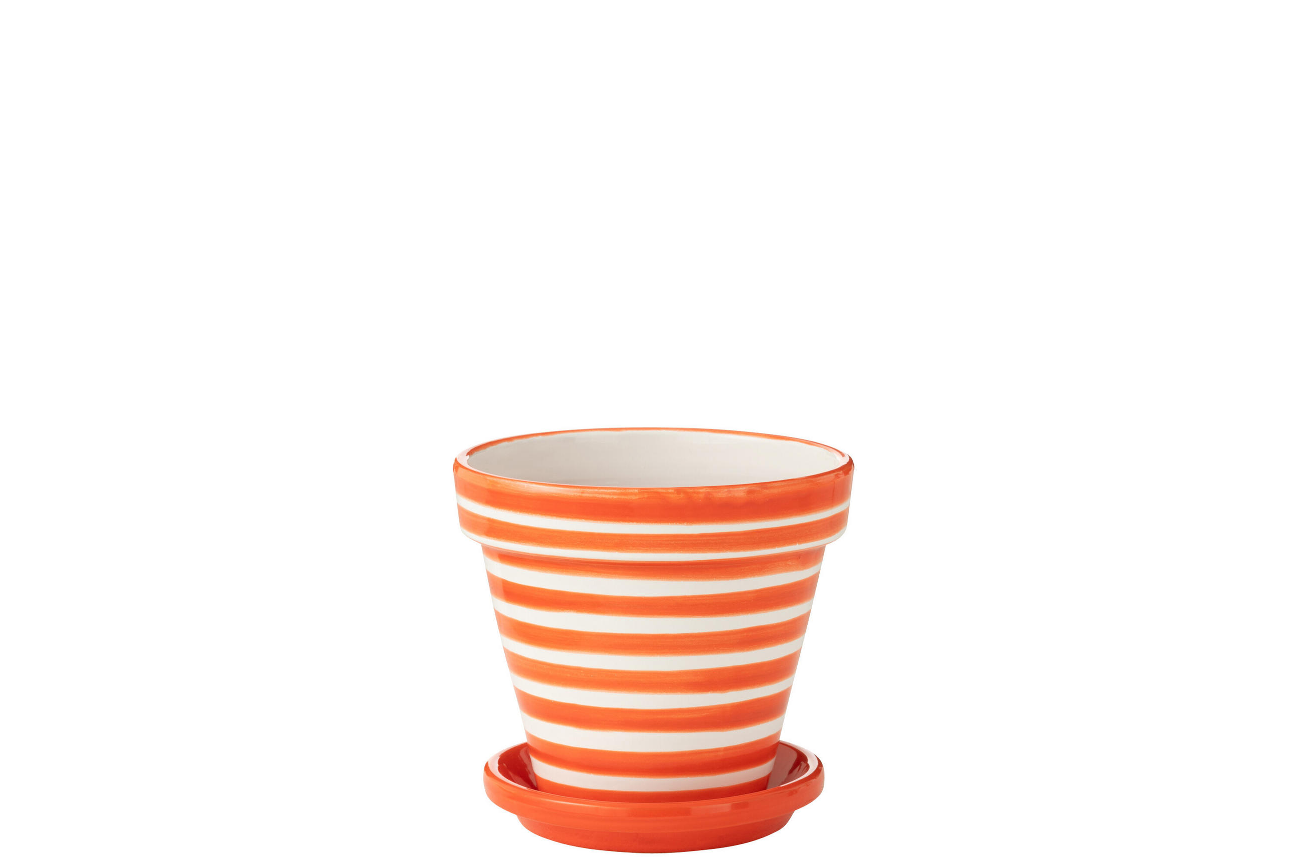 BLUMENTOPF GRANADA STRIPES - Töpferei - Orange - M - Ø 27 cm - Multicolor, Keramik (27/25cm) - J-Line