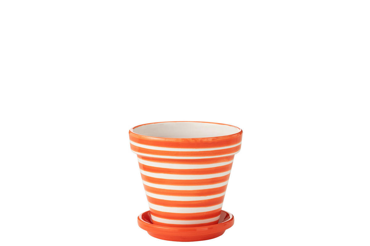 BLUMENTOPF GRANADA STRIPES - Töpferei - Orange - M - Ø 27 cm - Multicolor, Keramik (27/25cm) - J-Line