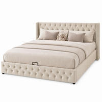 POLSTERBETT 180/200 cm in Beige Samt mit Bettkasten - Beige, Holzwerkstoff/Textil (180/200cm) - CHICFURN