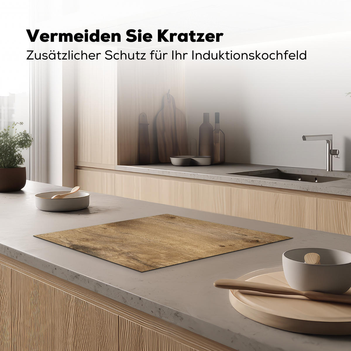 HERDABDECKPLATTE Holz - Braun - Holzoptik 59x51 cm - Eichefarben, Kunststoff (59/51/0.2cm) - MuchoWow