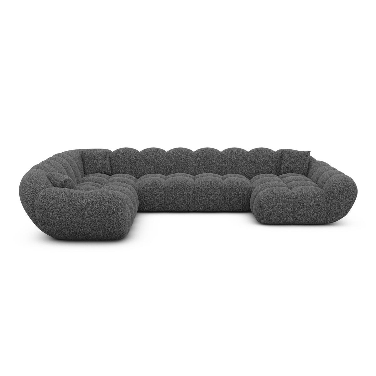 WOHNLANDSCHAFT Liva Graphit Bouclé U-Form XXL Rechts - Graphitfarben, Textil (258/70/323cm) - VAROYAL