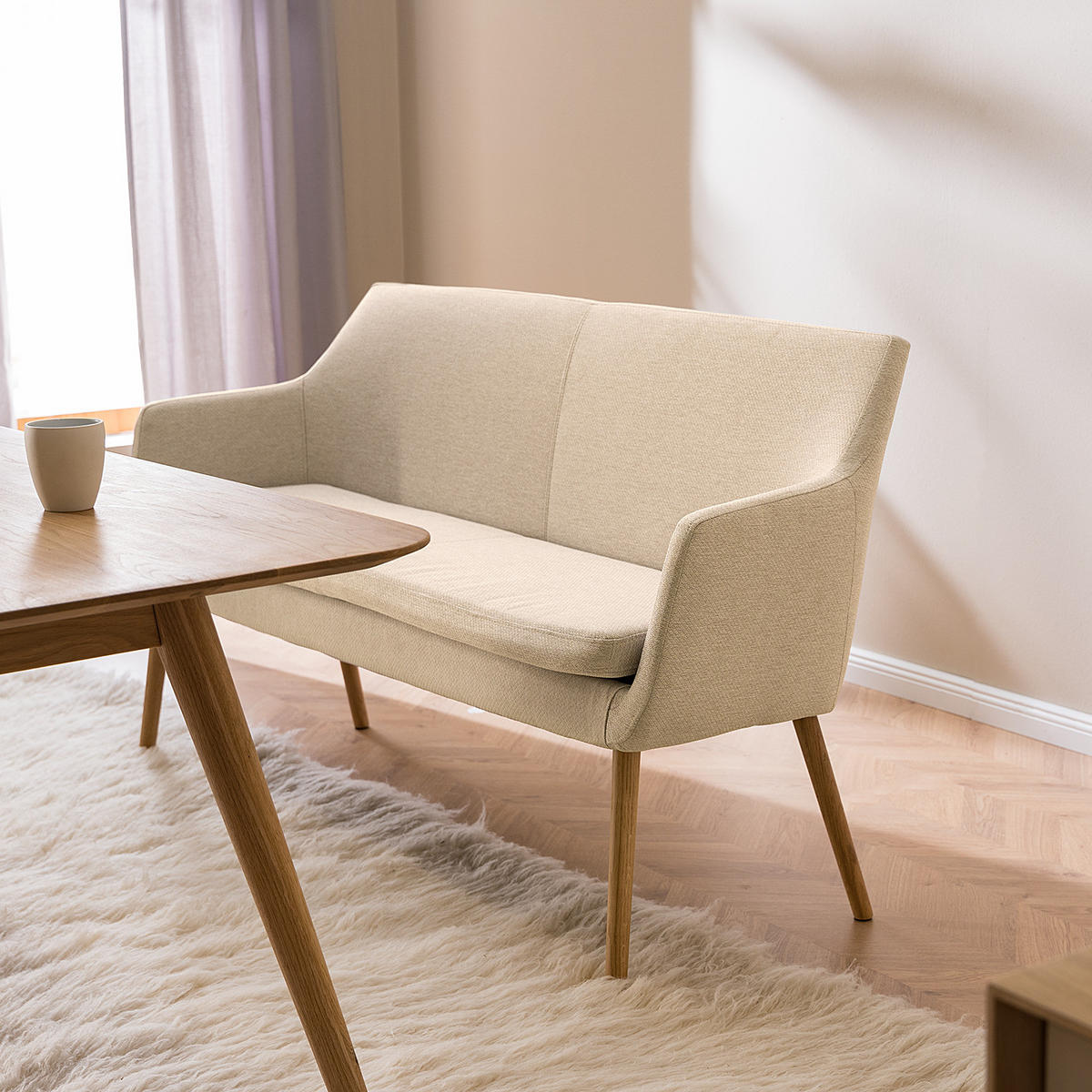 KÜCHENSOFA - Eichefarben/Beige, Eichenholz/Holz (159/86/56cm) - home24