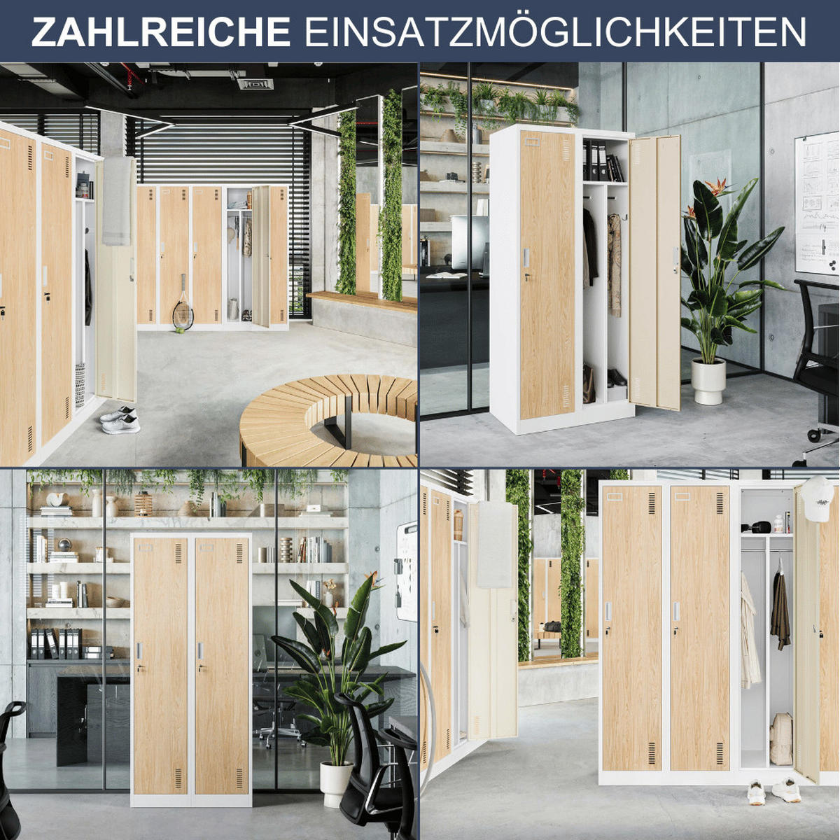UMKLEIDESCHRANK Spind WIEN 2 Abteile 180x80x50cm Weiß-Sonoma Eiche - Weiß, Metall (80/180/50cm) - DELUKE