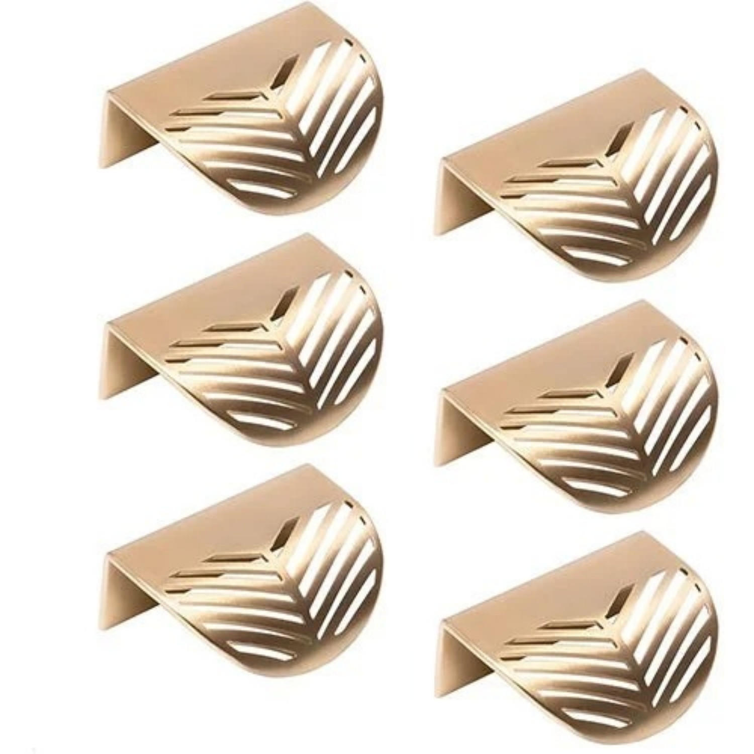 MÖBELGRIFF Gold Blattform 6er-Set Zinklegierung - Goldfarben, Metall (4.3/2.4/6cm)