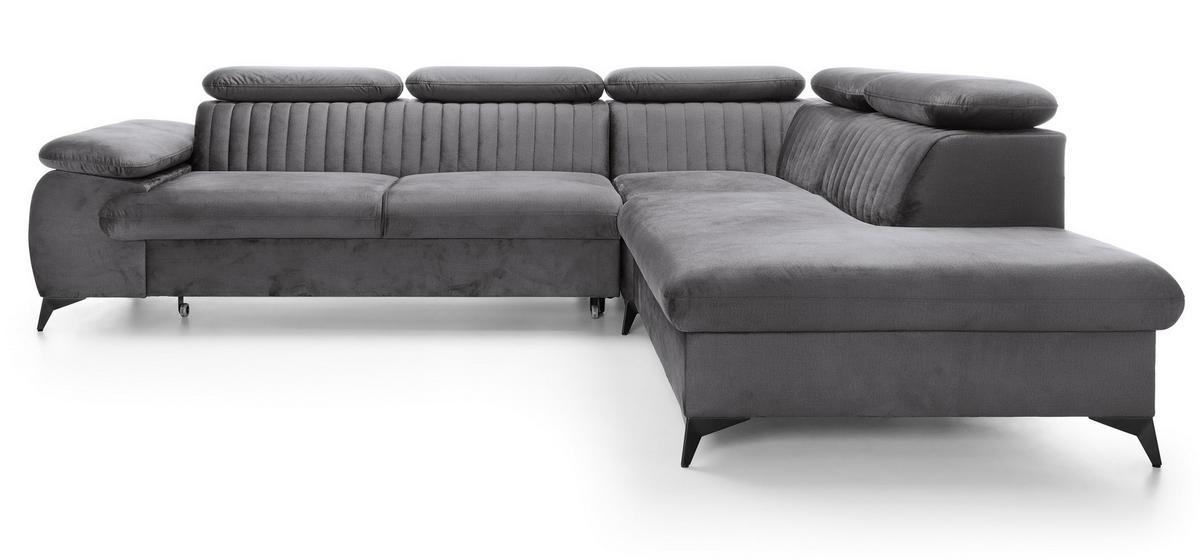 ECKSOFA 275 cm mit verstellbaren Kopfstützen Xanto L, Rechts, Dunkelgrau - Dunkelgrau, Holz (221/275cm) - Emporius