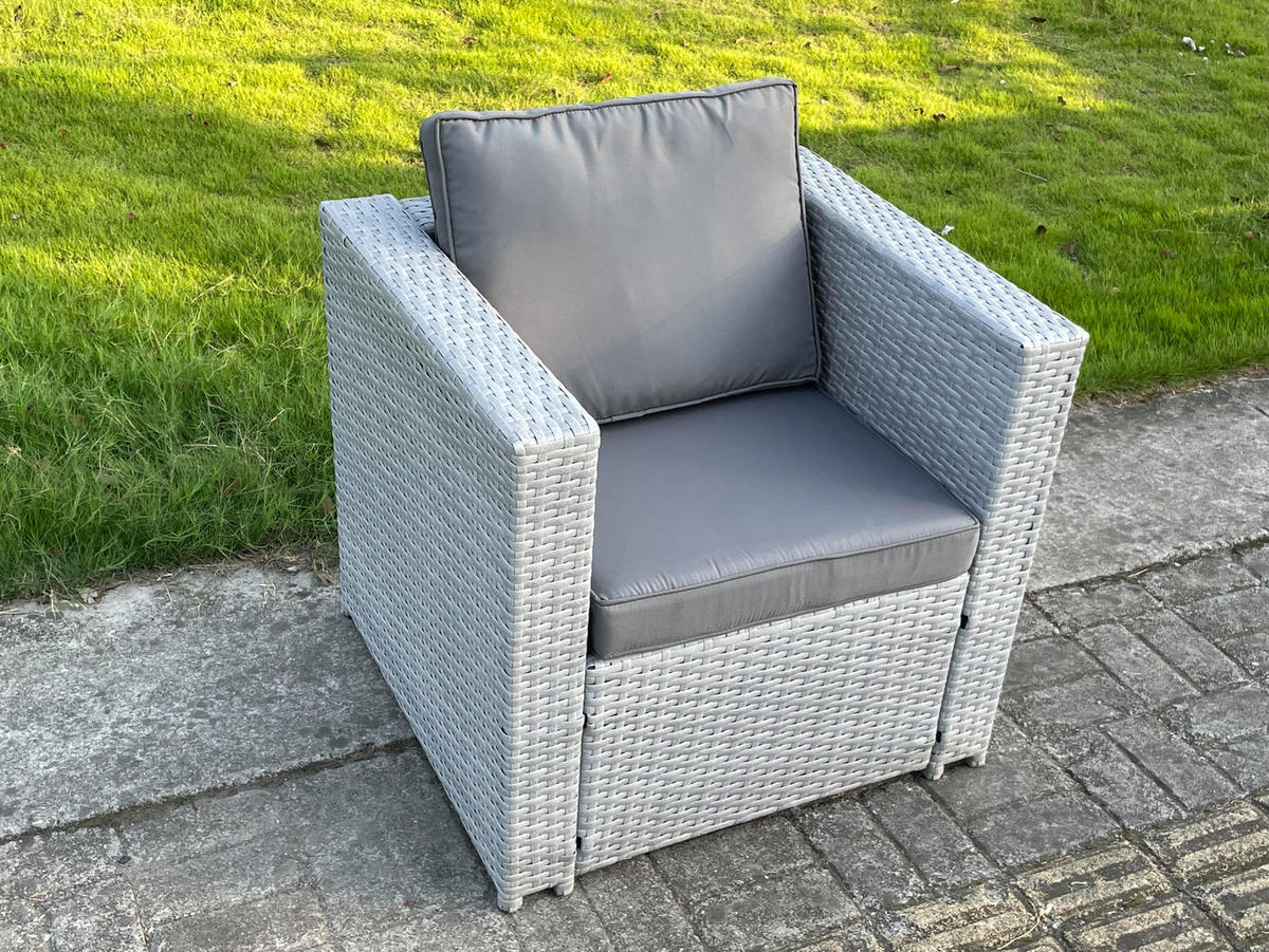 GARTENSESSEL Polyrattan Helles Grau - Hellgrau, Metall (74/66/65cm) - Fimous