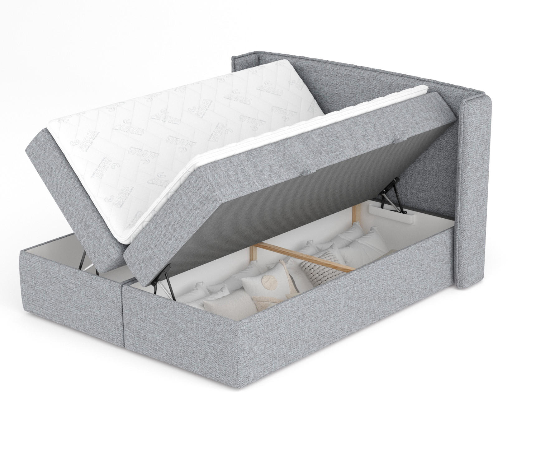 BOXBETT Skyline Grau 160/200 cm mit Matratze und Topper - Schwarz/Grau, Holz/Holzwerkstoff (160/200cm) - Maison de Reve