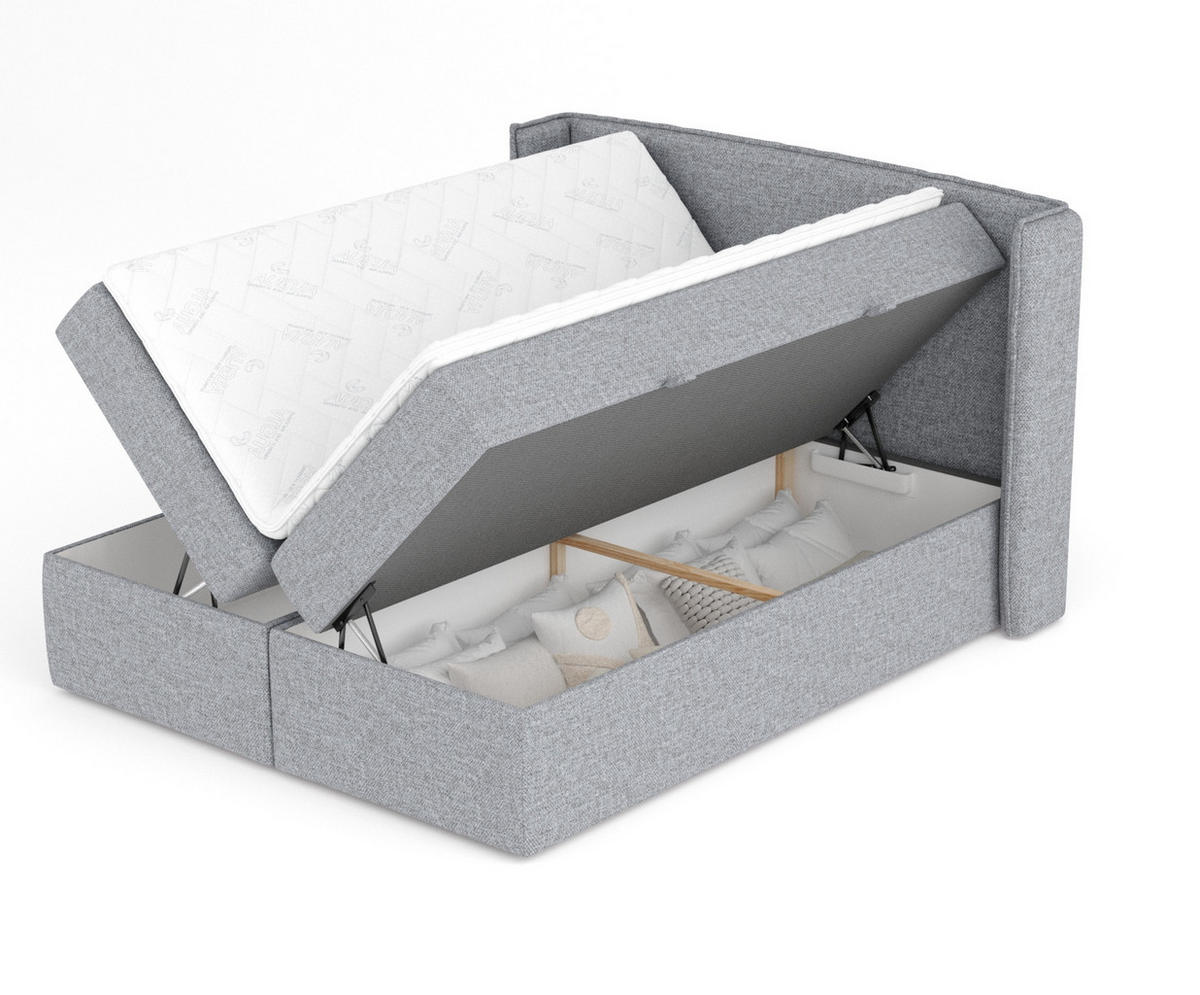 BOXBETT Skyline Grau 160/200 cm mit Matratze und Topper - Schwarz/Grau, Holz/Holzwerkstoff (160/200cm) - Maison de Reve