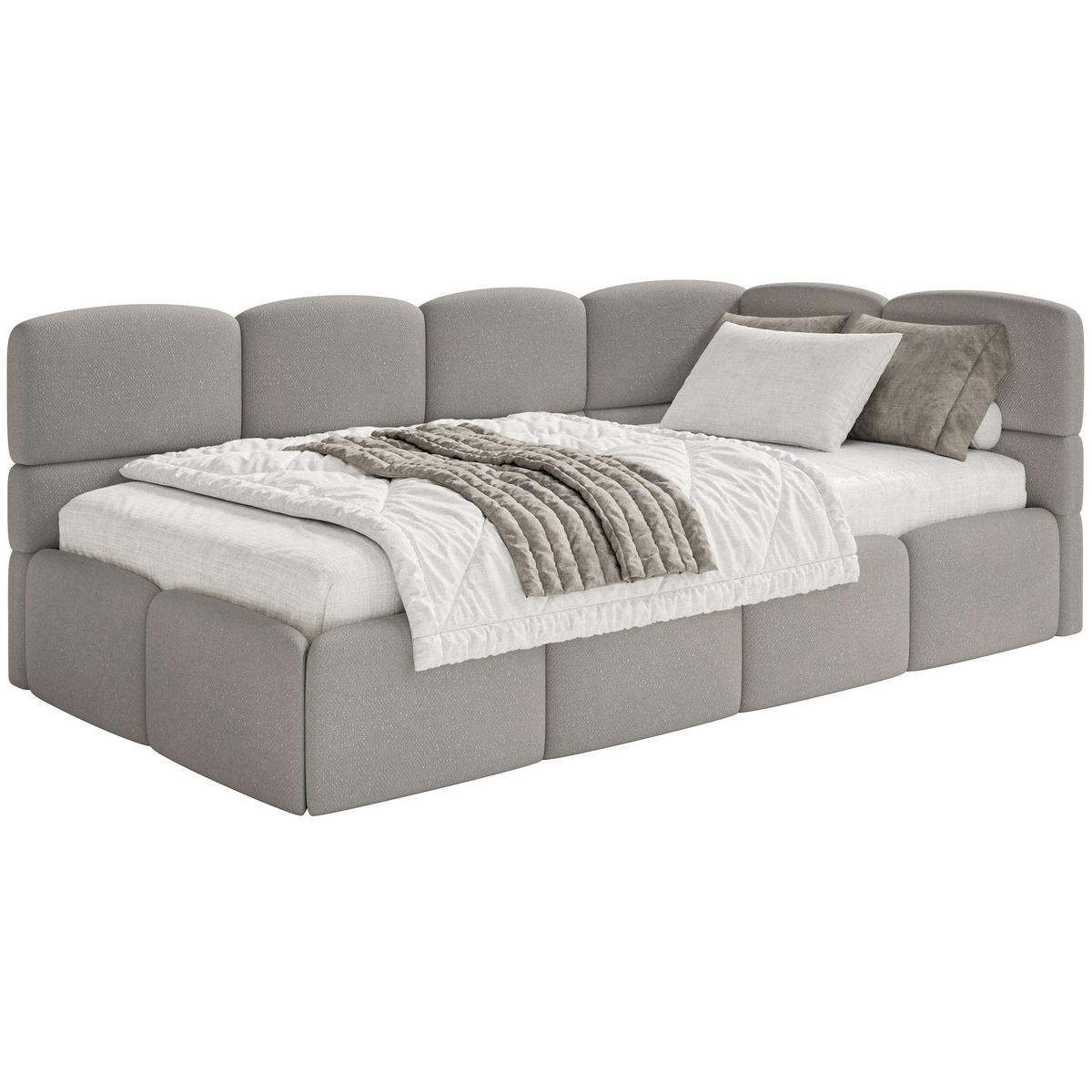 JUGENDBETT Cloudy Hellbraun 120 cm, Chenille - Hellbraun/Schwarz, Kunststoff/Textil (120/200cm) - Selsey