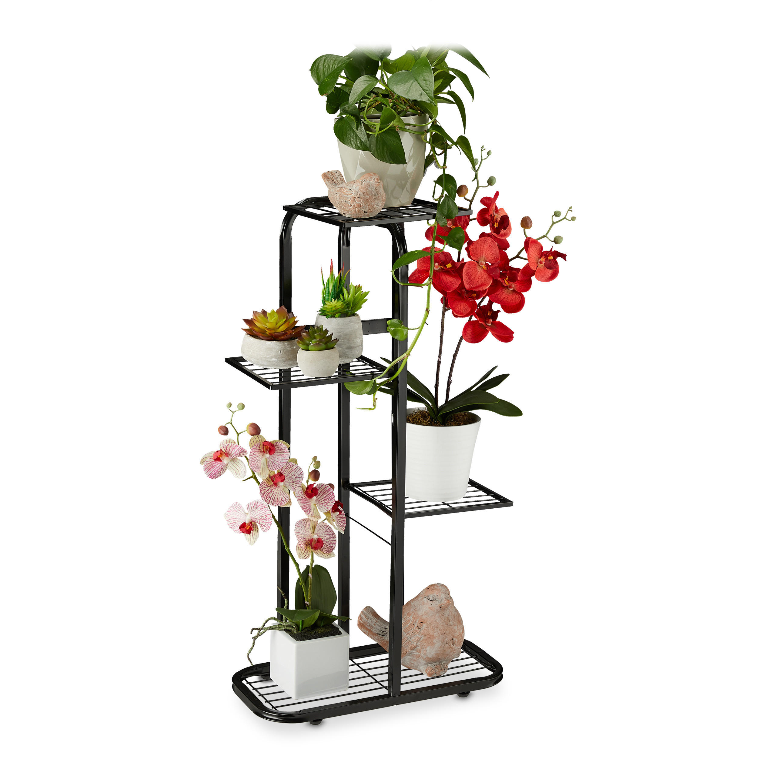 BLUMENTREPPE - Schwarz, Metall (44/81/24.5cm) - Relaxdays