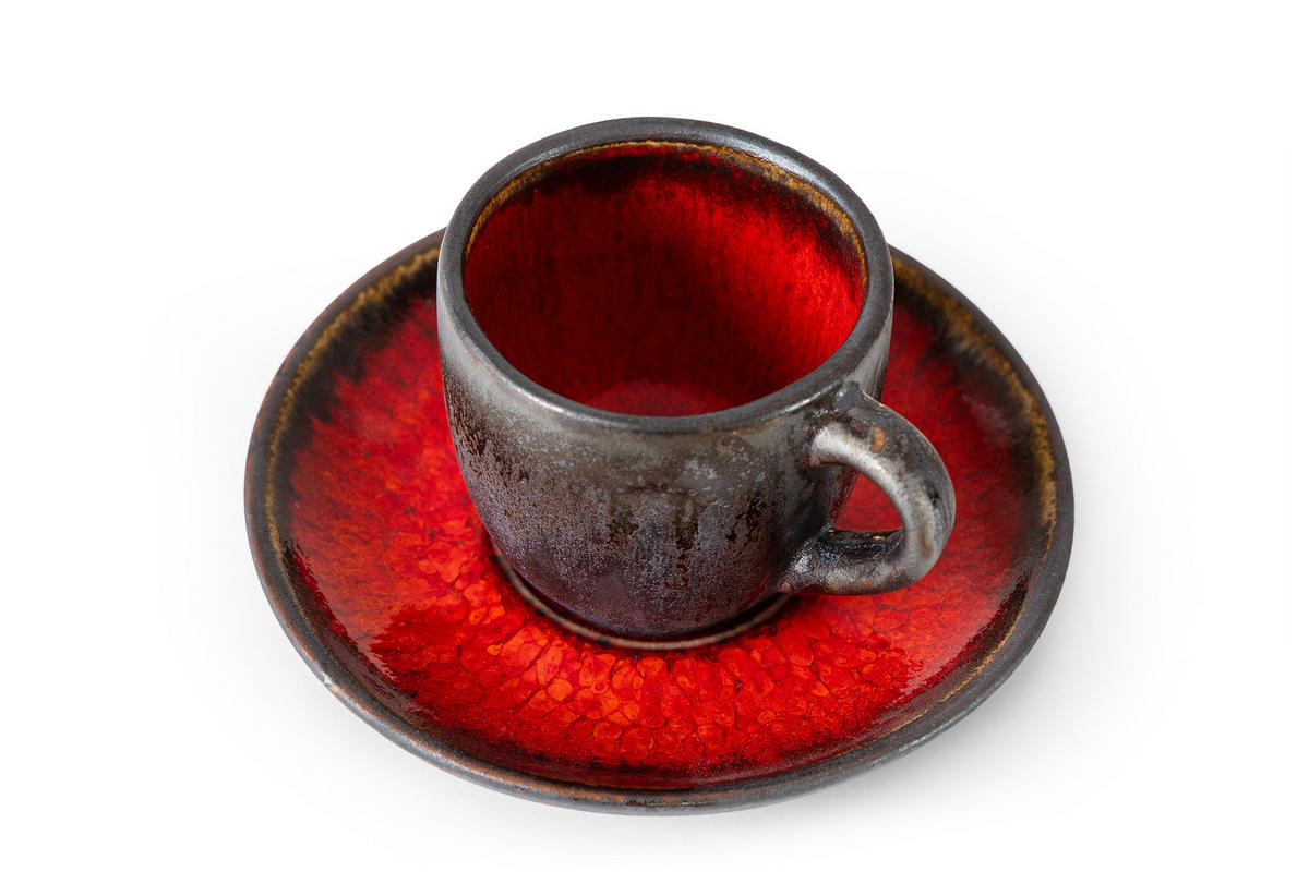 ESPRESSOTASSE PRIMA, mit Untertasse, 12-tlg, Rot - Rot, Keramik (0.08L) - KONSIMO®