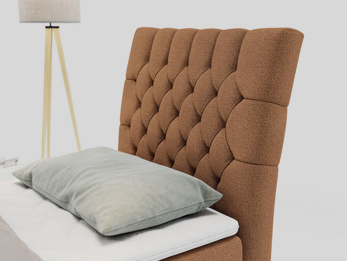 BOXBETT MILEN 90/200 Orange Struktur - H3 - Rechts Seite - Orange, Holz/Textil (90/200cm) - MKS