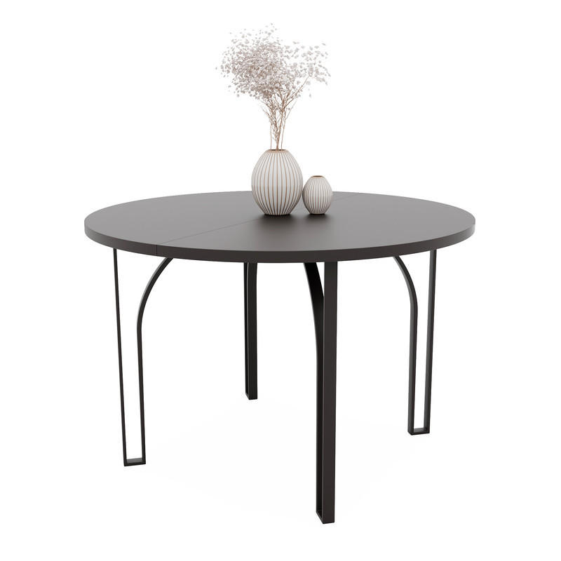 AUSZIEHTISCH ASTRO 120/76 cm, Schwarz - Schwarz, Holzwerkstoff/Metall (120/120/76cm) - Idohome