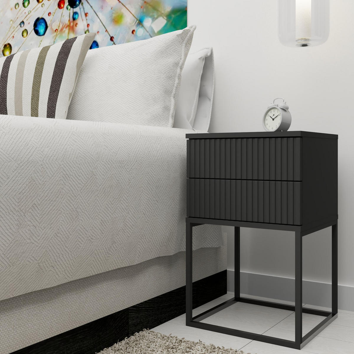 NACHTTISCH RECTUS 2-er Set - Anthrazit/Schwarz, Holzwerkstoff (40/65/39cm) - KONSIMO®
