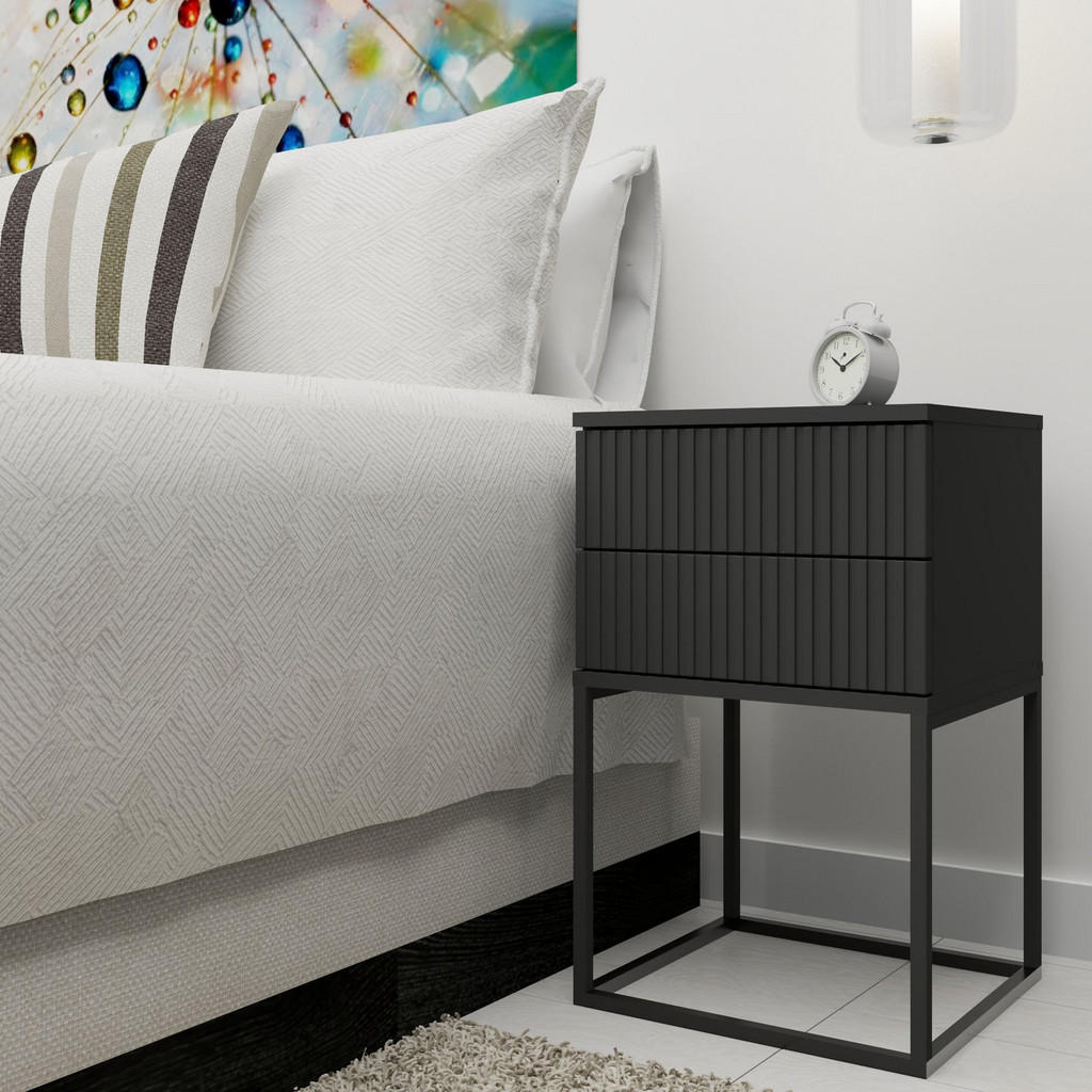 Thumbnail - Konsimo® Nachttisch, Anthrazit, Schwarz, Holzwerkstoff, 40x65x39 cm, Schlafzimmer, Nachttische