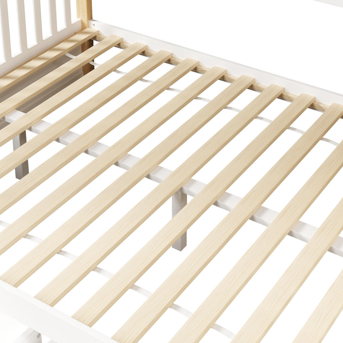 HOCHBETT 90/200 cm über 140/200 cm mit Schubladen, Weiß/Natur - Weiß, Holz (140/200cm) - MIVRAY