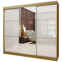 SCHWEBETÜRENSCHRANK VITALE 240/216/61 cm 3-türig mit Spiegel Eiche Artisan - Weiß/Eiche Artisan, Holzwerkstoff (240/216/61cm) - MASSENO