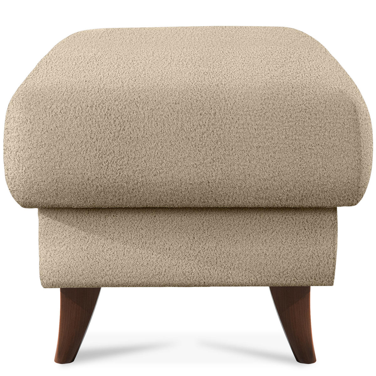 HOCKER GUSTAVO Fußstütze, Bouclé, Beige - Beige, Holz/Holzwerkstoff (53/49/53cm) - KONSIMO®