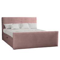 BOXBETT Mit Bettkasten Und Topper TRENTO Stoff Plüsch Cord 140x200 cm Rosa H3-Bonell - Rosa, Holz/Textil (140/200cm) - Kaiser Möbel