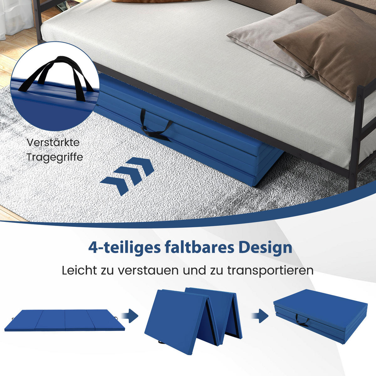 GYMNASTIKMATTE Navy - Dunkelblau, Leder (300/117cm) - COSTWAY
