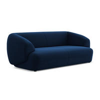 3-SITZER SOFA Samt Stoff Blau - Blau/Schwarz, Kunststoff/Textil (212/81/98cm) - Makamii