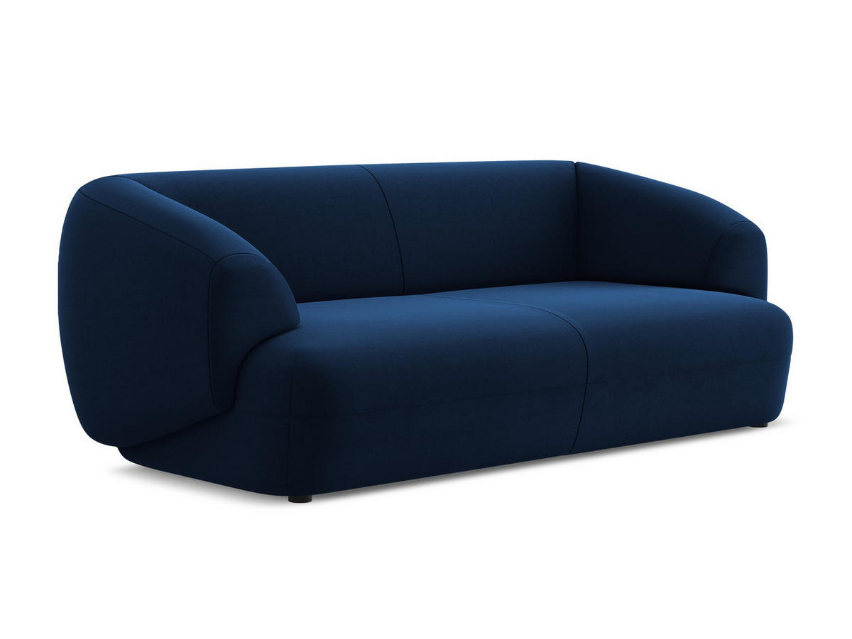 3-SITZER SOFA Samt Stoff Blau - Blau/Schwarz, Kunststoff/Textil (212/81/98cm) - Makamii