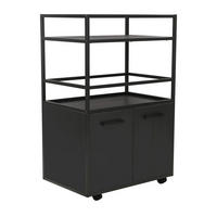 ROLLSIDEBOARD 2 Türen, 2 Ablagen und 4 Rollen B60 cm – MOSAIK - Schwarz, Holzwerkstoff (40/94/46cm) - Calicosy