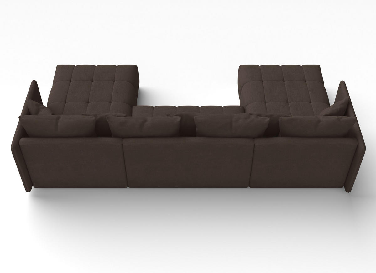 WOHNLANDSCHAFT Veliro U Braun 353/180/83 cm mit Schlaffunktion und Bettkasten - Schwarz/Braun, Kunststoff/Textil (353/83/180cm) - AX Living