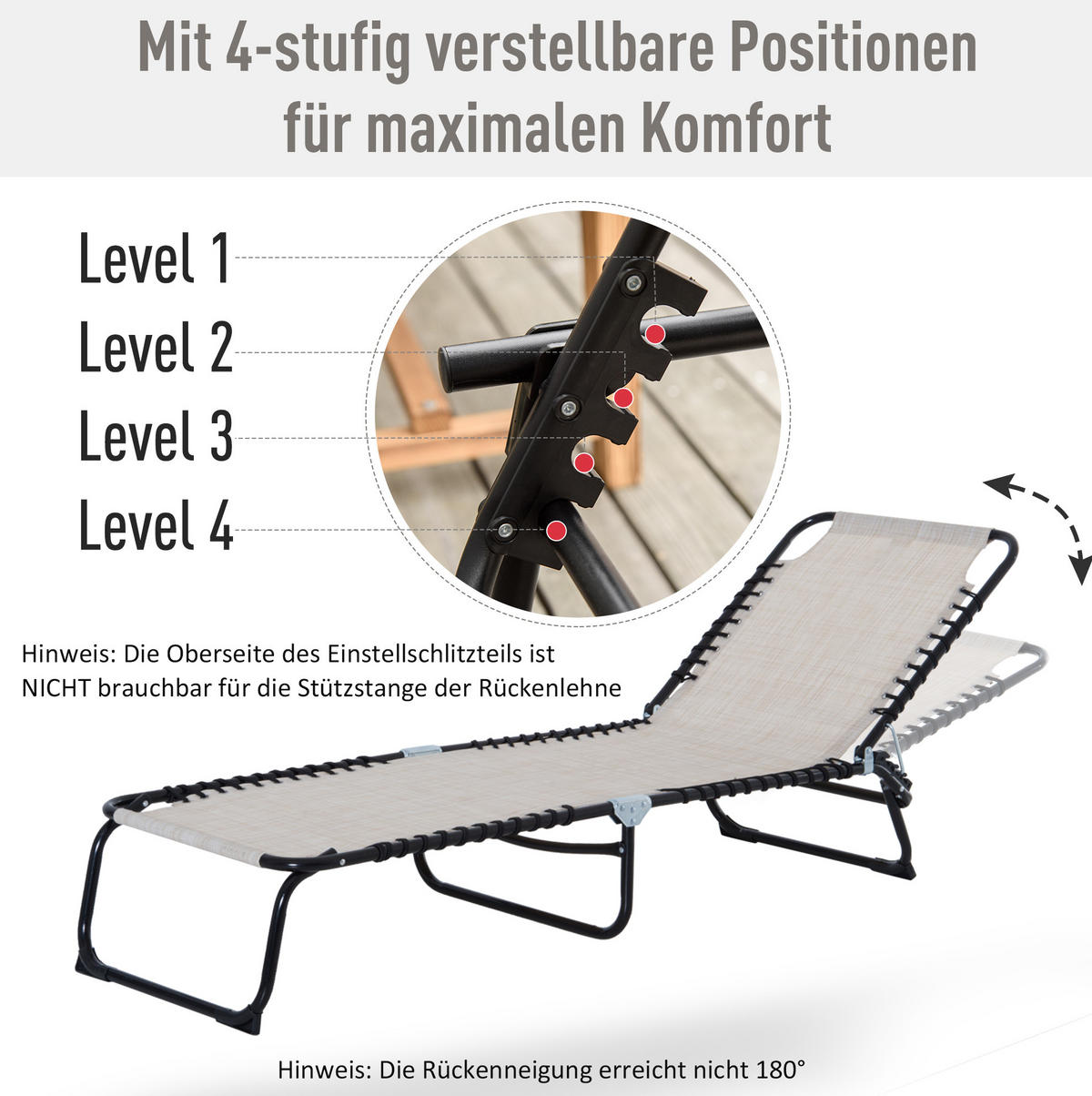 SONNENLIEGE aus Stahl in Cremeweiß mit verstellbarer Rückenlehne - Weiß, Metall (58/30/197cm) - Modfu