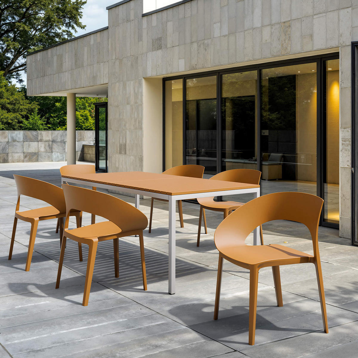 GARTENSTUHL Orange 54/60/82,5 cm 2er-Set - Orange, Kunststoff (54/82.5/60cm) - Mobili Rebecca