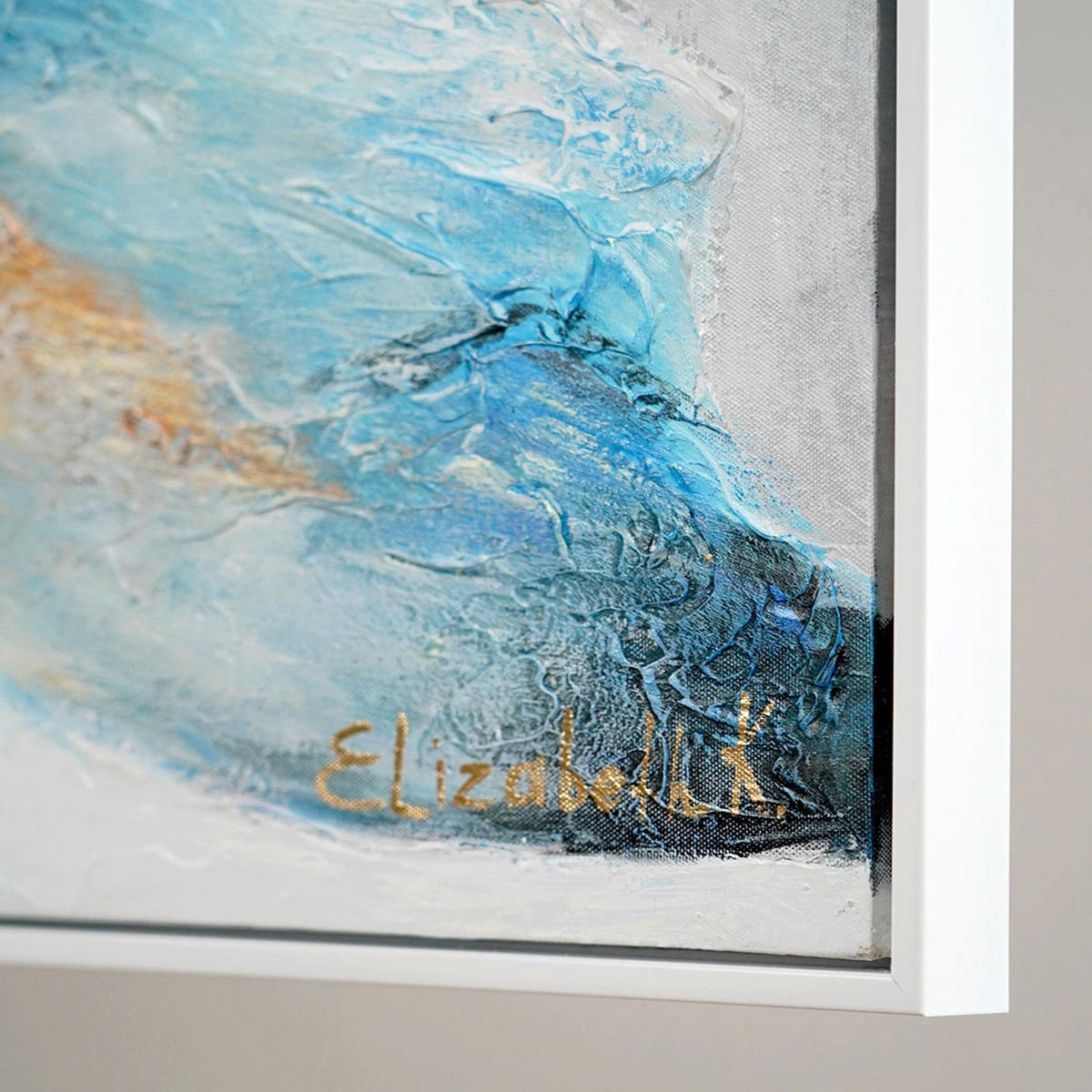 GEMÄLDE Smaragd Schattenfugenrahmen Weiß 140x70 cm - Weiß, Holz (140/70cm) - YS-art gallery