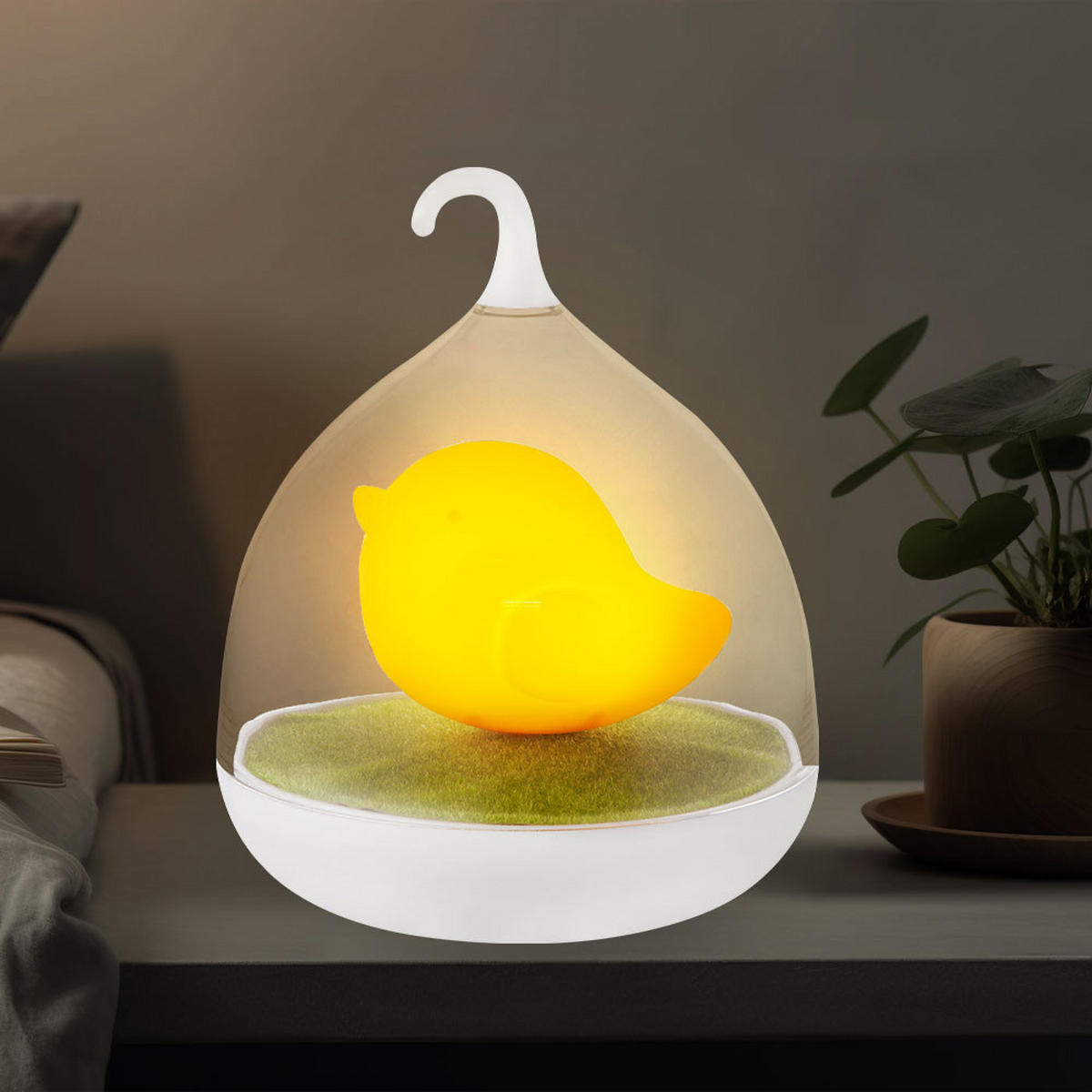 LED TISCHLEUCHTE Vogel Gelb Kunststoff - Gelb, Kunststoff (14/14/17cm) - Globo Lighting