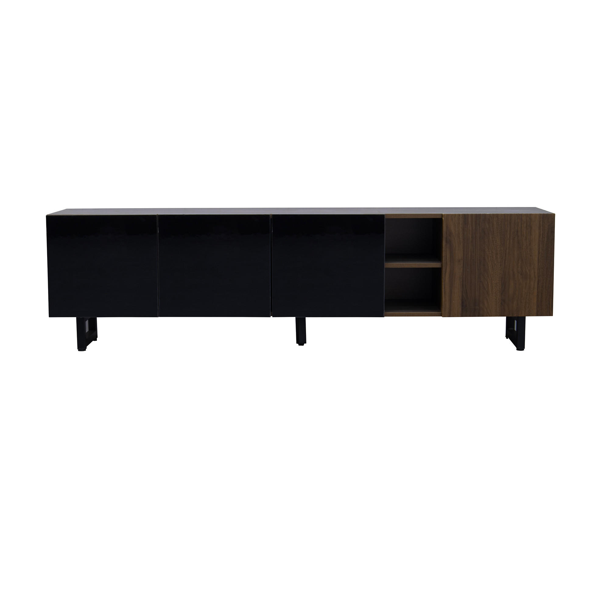 LOWBOARD 180/38/50 cm aus MDF mit Hochglanzfronten und grifflosem Türdesign Schwarz/Natur - Hellbraun, Holzwerkstoff (180/50/38cm) - Modenvie