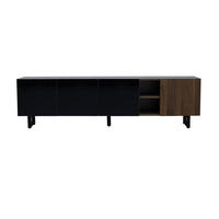 LOWBOARD 180/38/50 cm aus MDF mit Hochglanzfronten und grifflosem Türdesign Schwarz/Natur - Hellbraun, Holzwerkstoff (180/50/38cm) - Modenvie