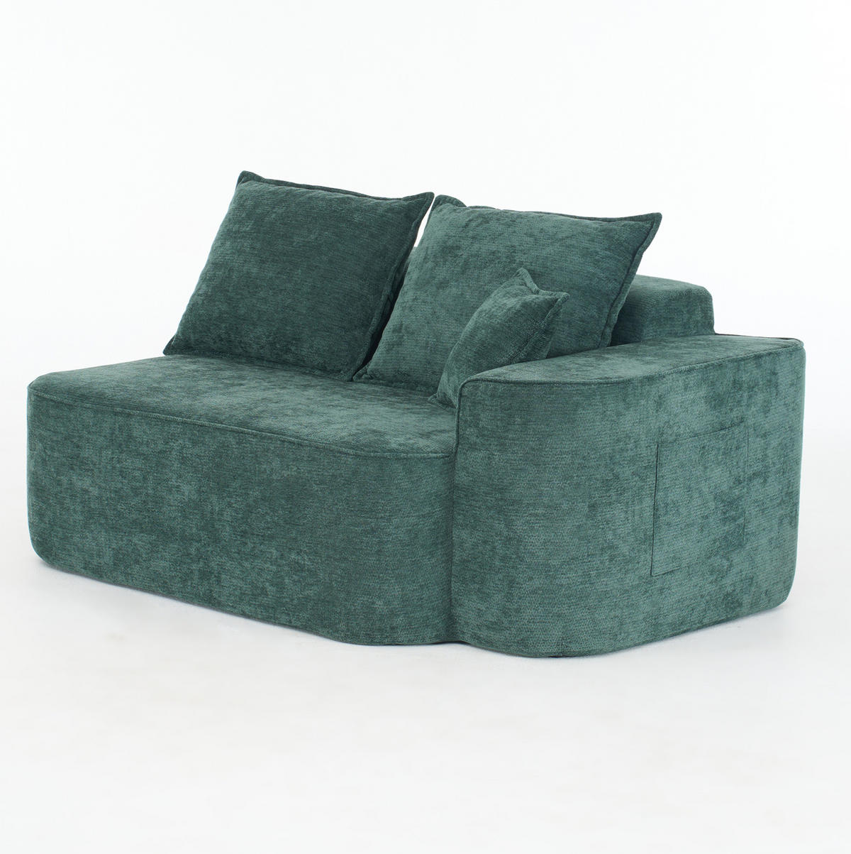DVOUMÍSTNÁ pohovka 105 cm zelená z chenillu bez montáže se postranními kapsami - zelená barva, textil (95/65/150cm) - OKWISH