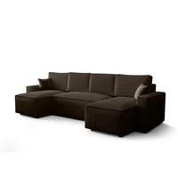 WOHNLANDSCHAFT U AMBRO Poso 06 mit Schlaffunktion U-Form, Sofa mit Stauraum - Braun, Textil (300/85/143cm) - Bedante