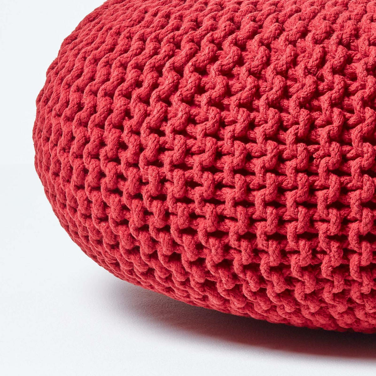 STRICK-POUF rot, Bodenkissen rund 70/70/23 cm - Rot, Textil (70/23/70cm) - Homescapes